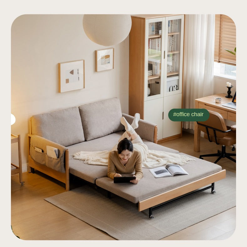 Beech Solid Wood Sofa Bed Modern.