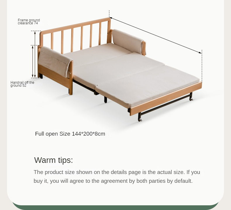 Beech Solid Wood Sofa Bed Modern.