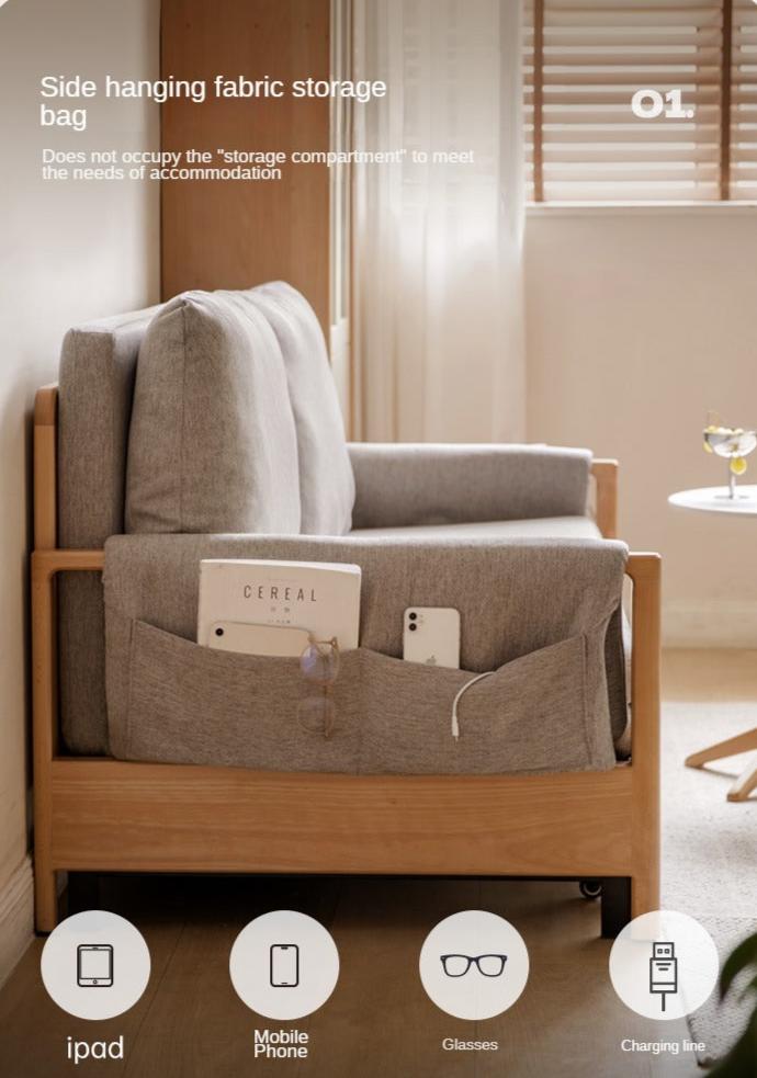 Beech Solid Wood Sofa Bed Modern.