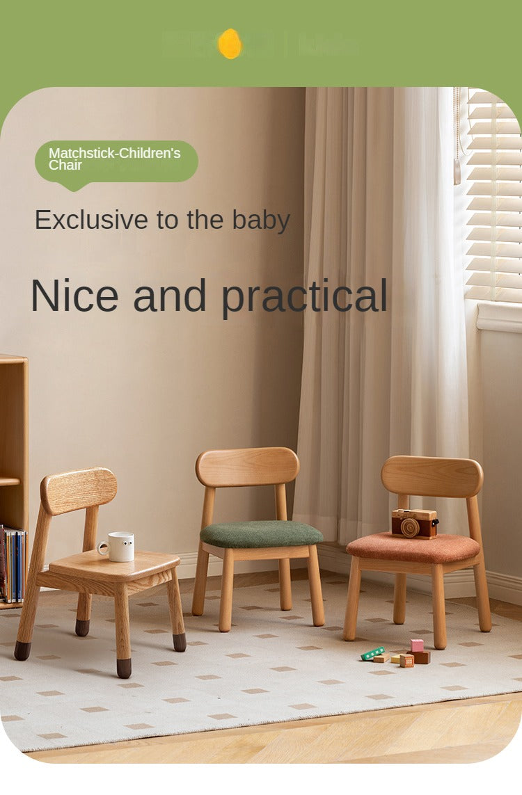 Oak, Beech Solid Wood Kids Small Chair.