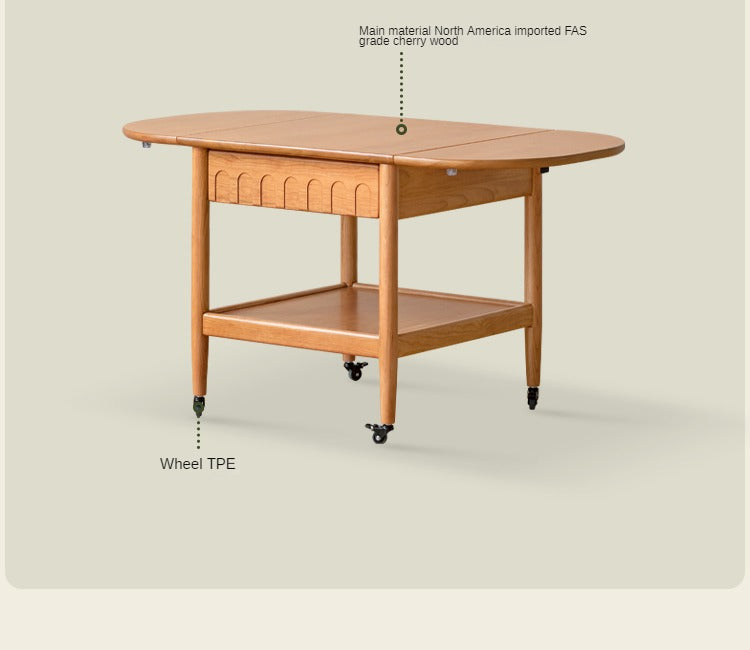 Cherry Solid Wood Mobile Folding Coffee Table.