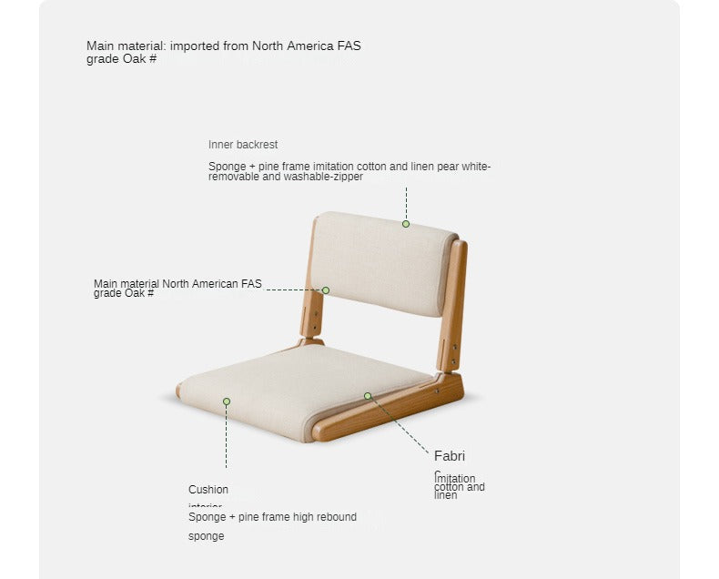 Oak Solid Wood Foldable Low Chair