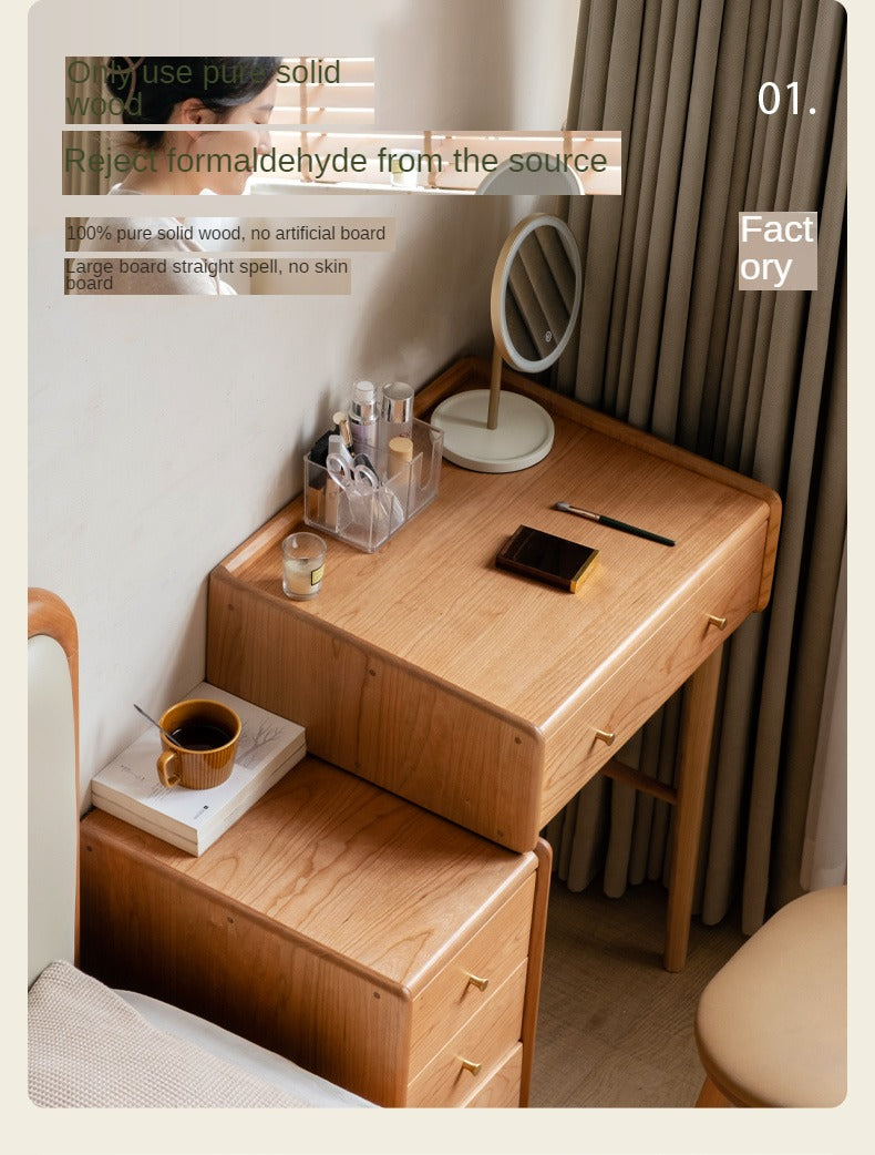 Cherry Solid Wood Dressing Table Cabinet Integrated.