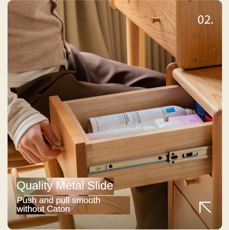 Cherry Solid Wood Dressing Table Cabinet Integrated.