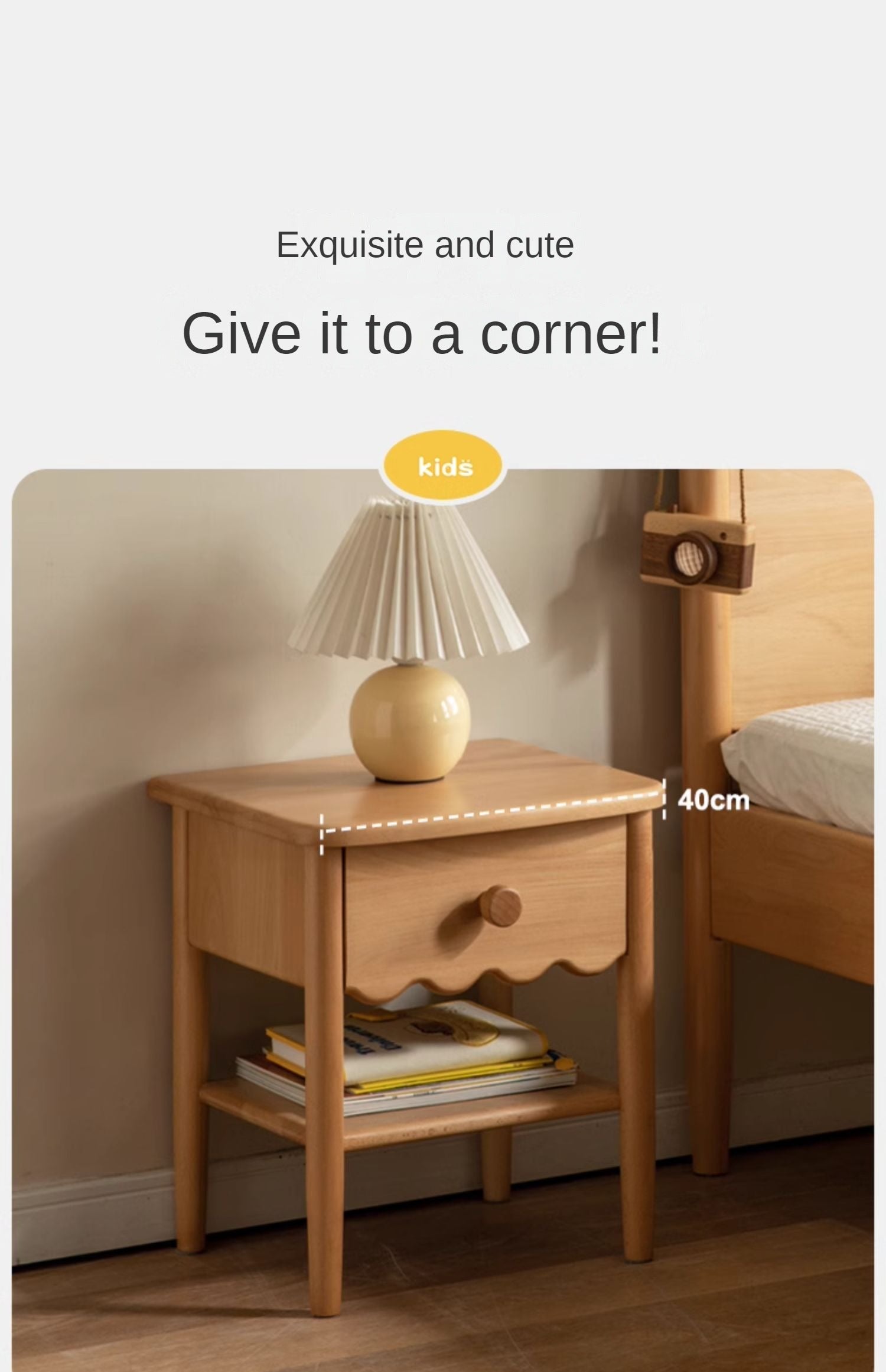 Beech, Oak Solid Wood Nightstand