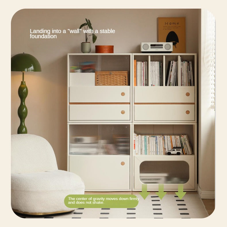 Solid Rubberwood Storage Multi-Functional Storage Bookcase.
