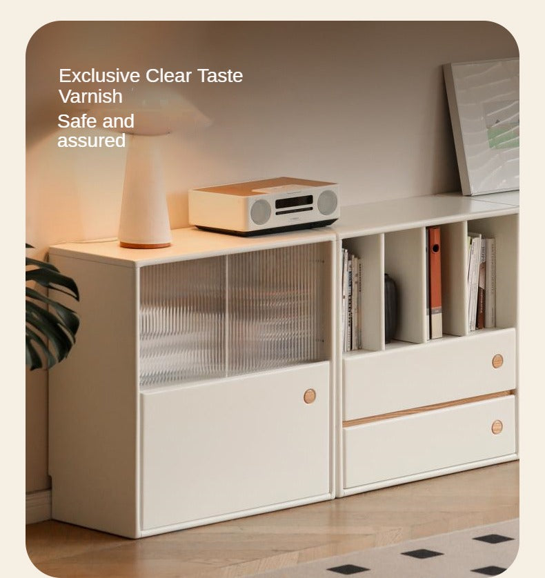 Solid Rubberwood Storage Multi-Functional Storage Bookcase.
