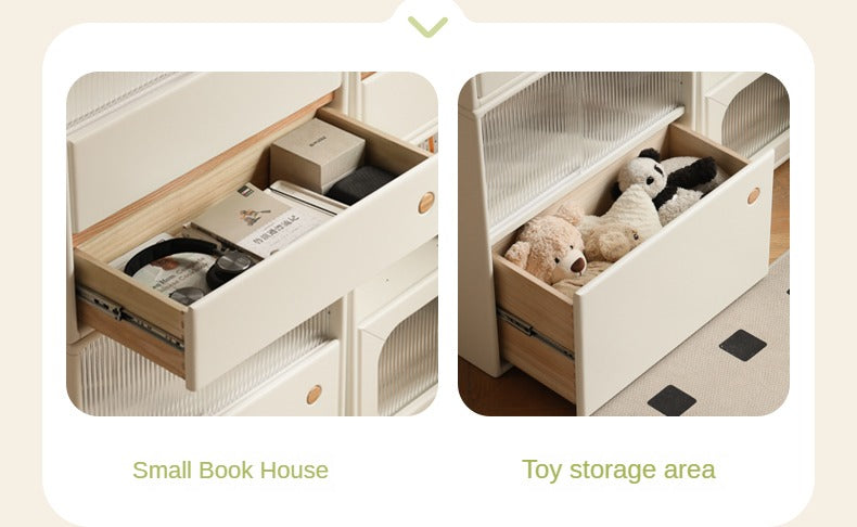 Solid Rubberwood Storage Multi-Functional Storage Bookcase.