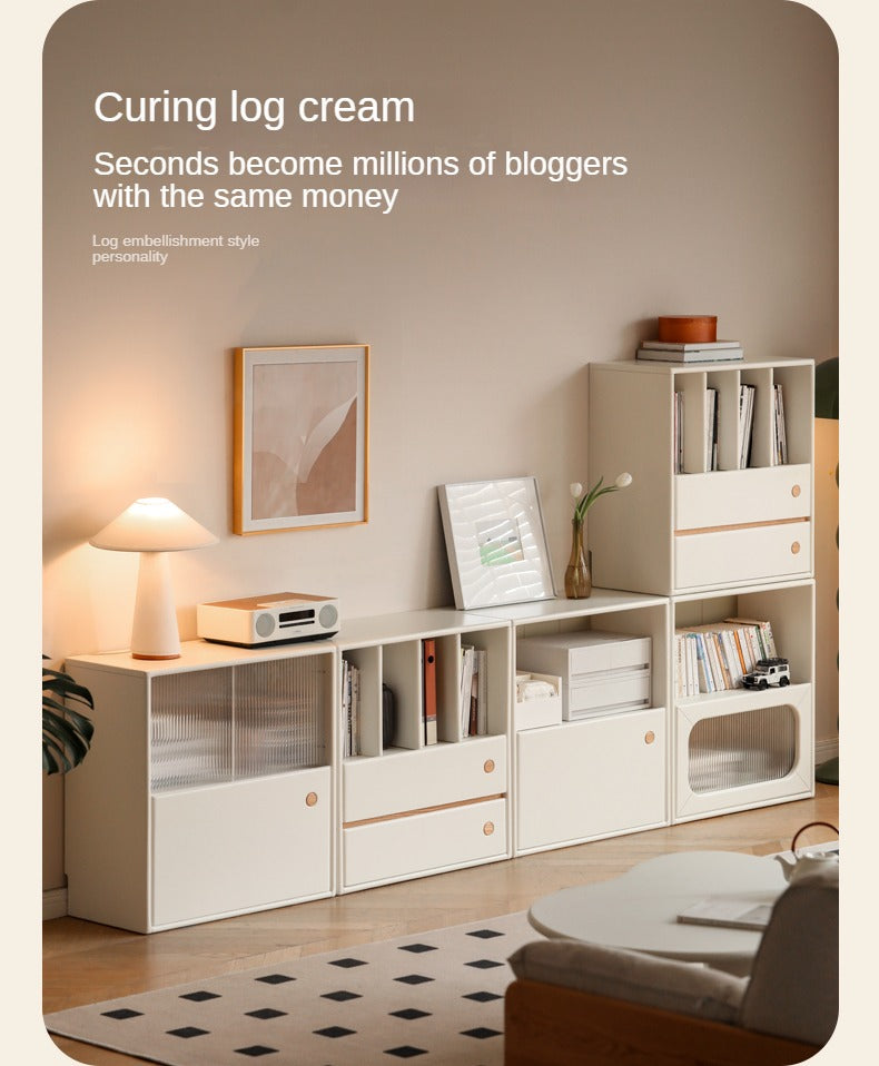 Solid Rubberwood Storage Multi-Functional Storage Bookcase.