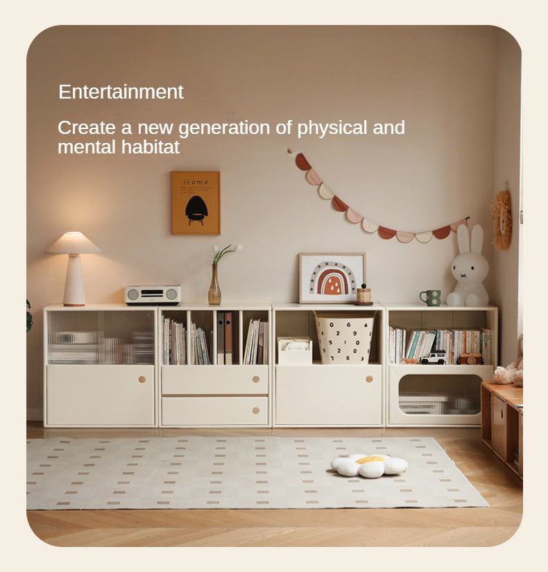 Solid Rubberwood Storage Multi-Functional Storage Bookcase.