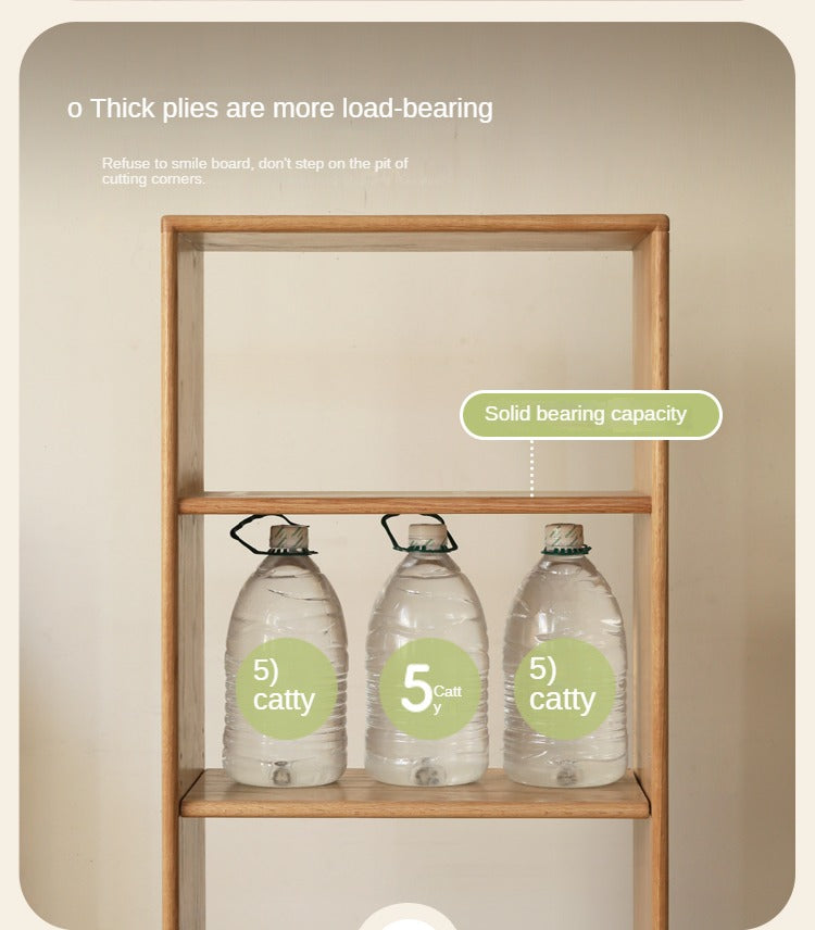Oak, Solid Rubberwood Modern Storage Bookcase