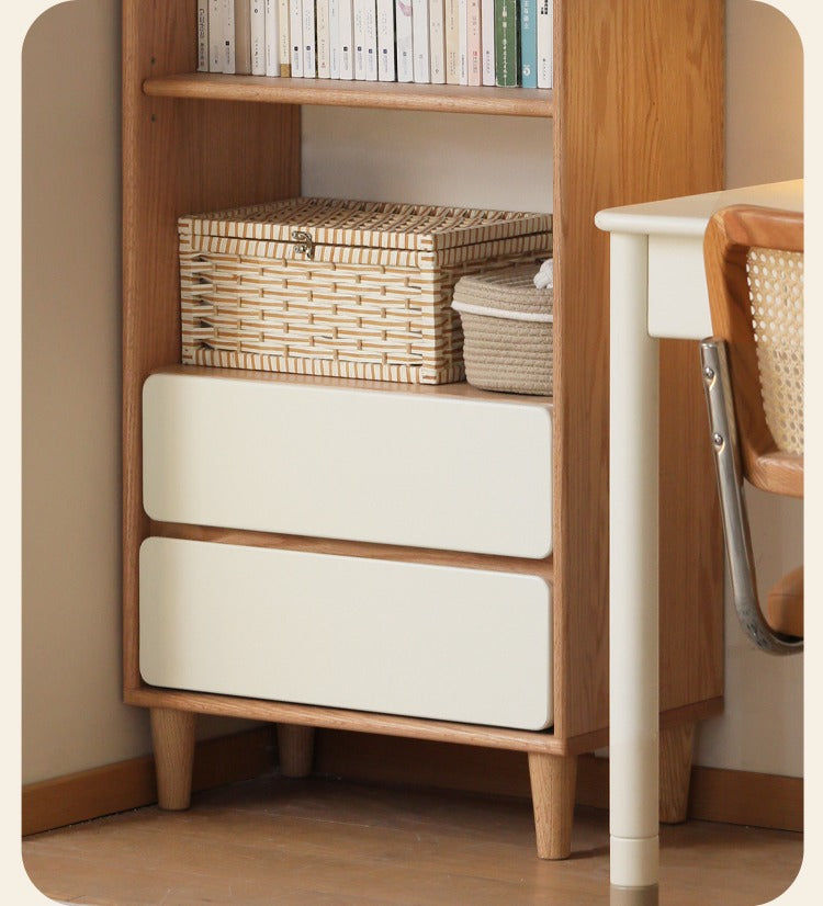 Oak, Solid Rubberwood Modern Storage Bookcase