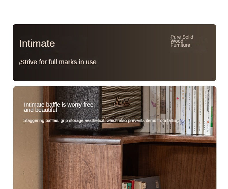 Sandalwood, Black Walnut Solid Wood Corner Storage Bookcase