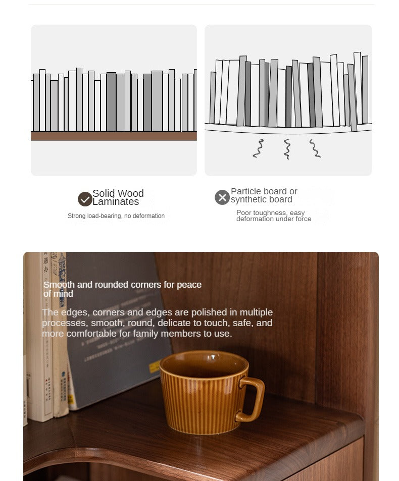 Sandalwood, Black Walnut Solid Wood Corner Storage Bookcase
