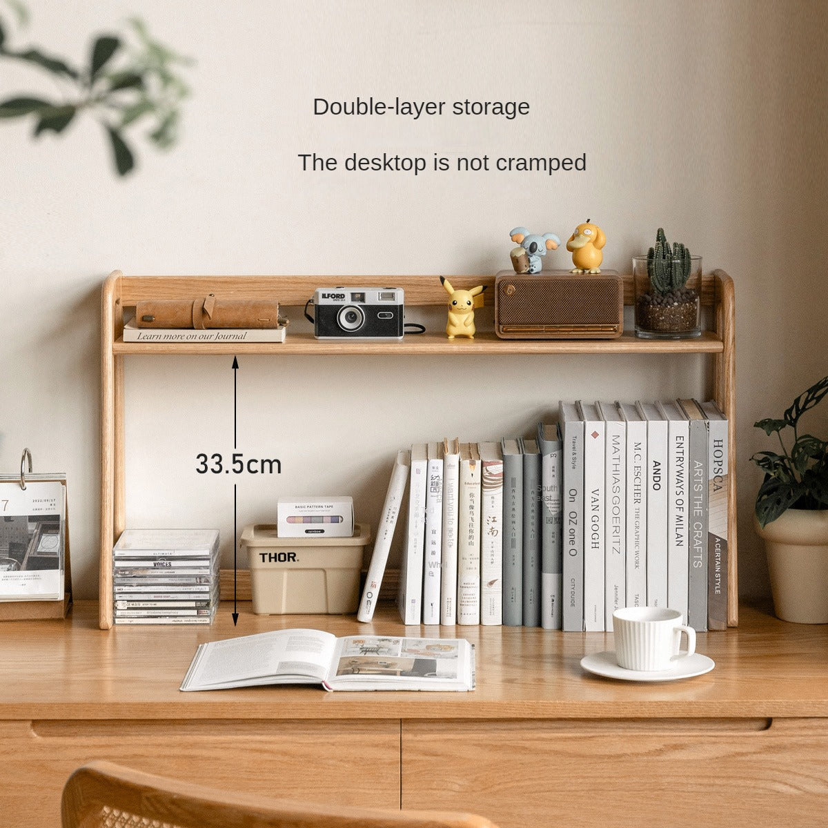 Oak Solid Wood Desk Shelf