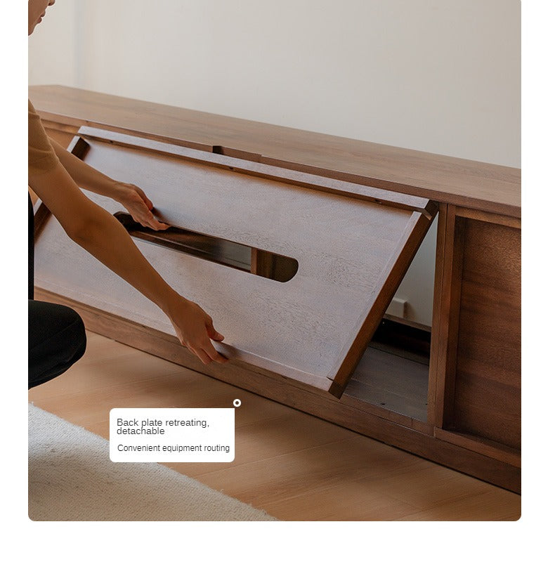 Black Walnut, Sandalwood, Ash Solid Wood Floor TV Cabinet.