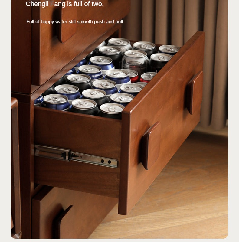 Poplar, Black Walnut, Ash, Cherry, Oak Solid Wood Retro Module Combination TV Cabinet.