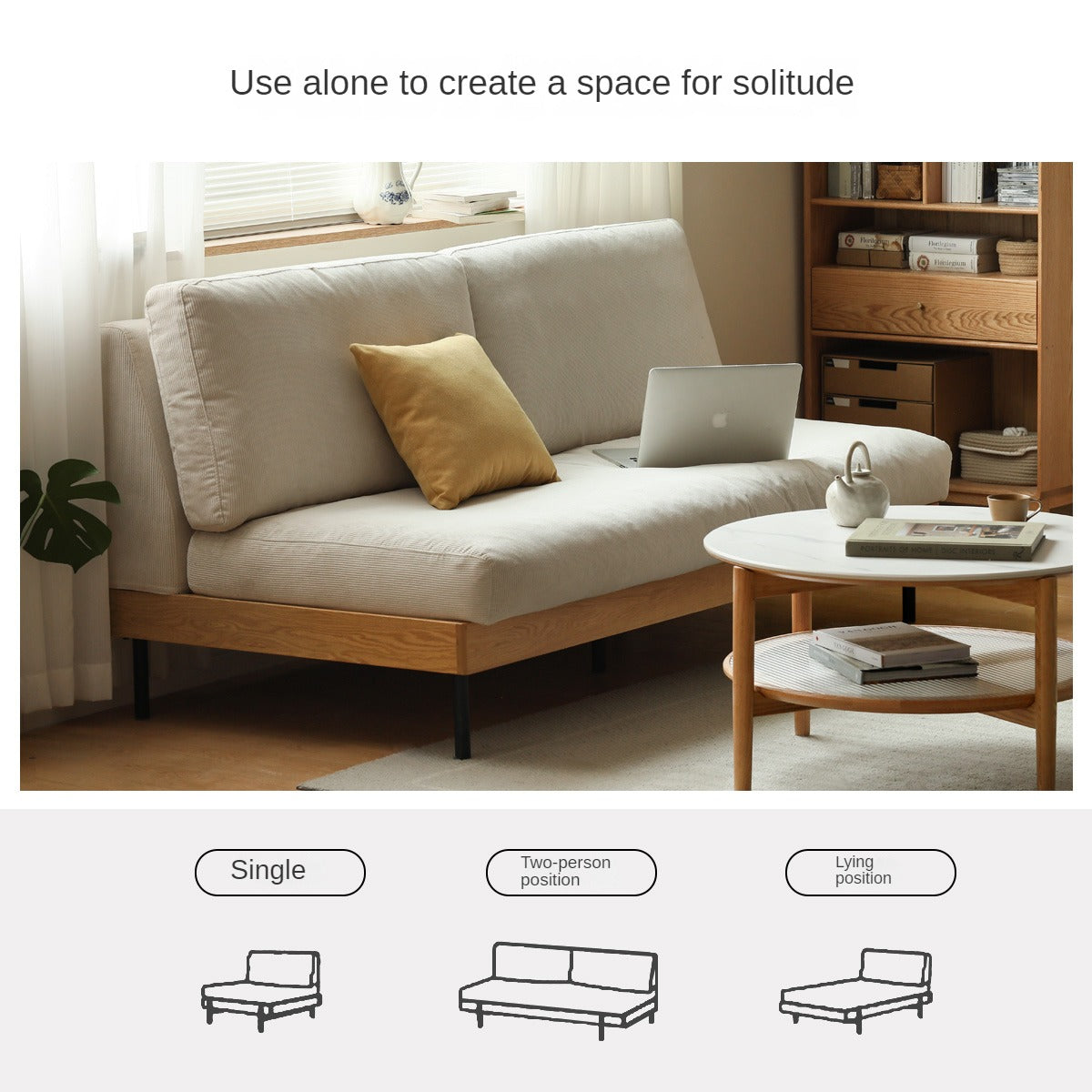 Oak Solid Wood Corner Down Sofa Japanese Style.