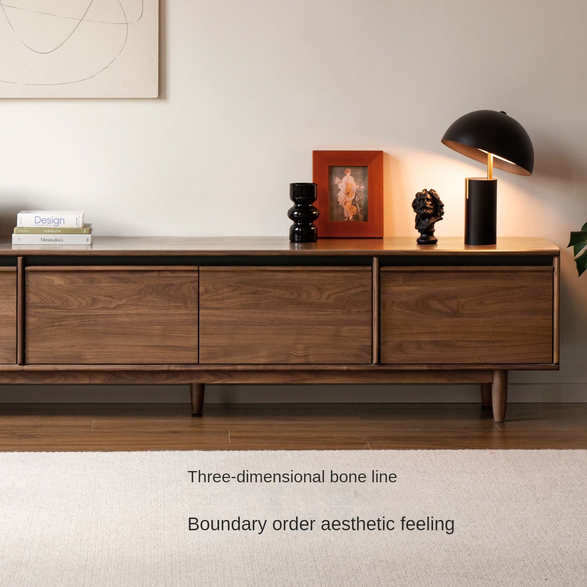 Black Walnut, Sandalwood, Ash Solid Wood Skeleton Line TV Cabinet.