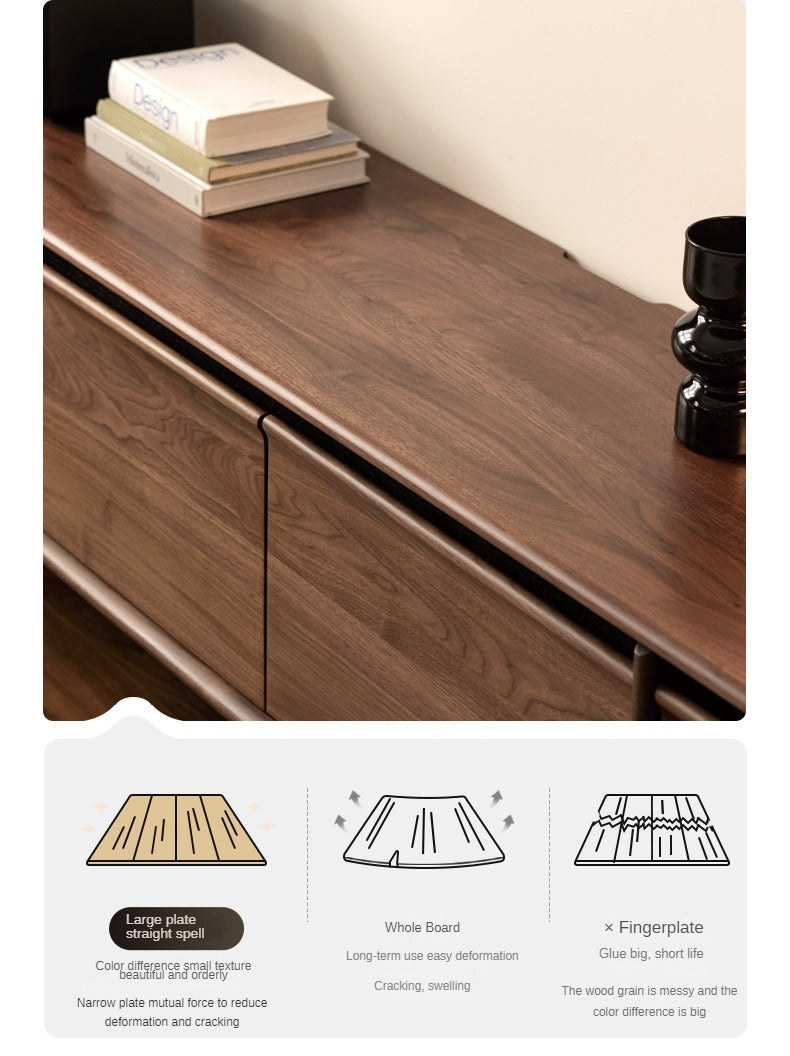 Black Walnut, Sandalwood, Ash Solid Wood Skeleton Line TV Cabinet.