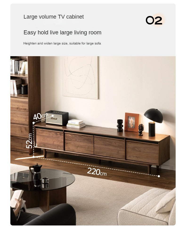 Black Walnut, Sandalwood, Ash Solid Wood Skeleton Line TV Cabinet.