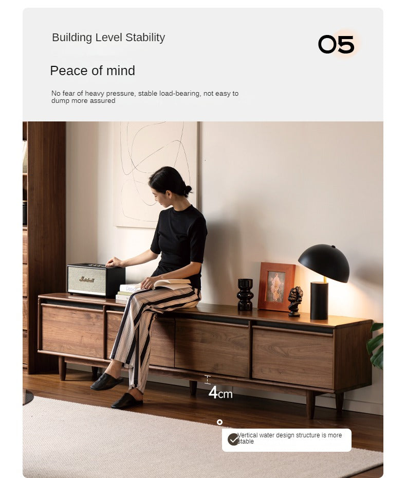 Black Walnut, Sandalwood, Ash Solid Wood Skeleton Line TV Cabinet.