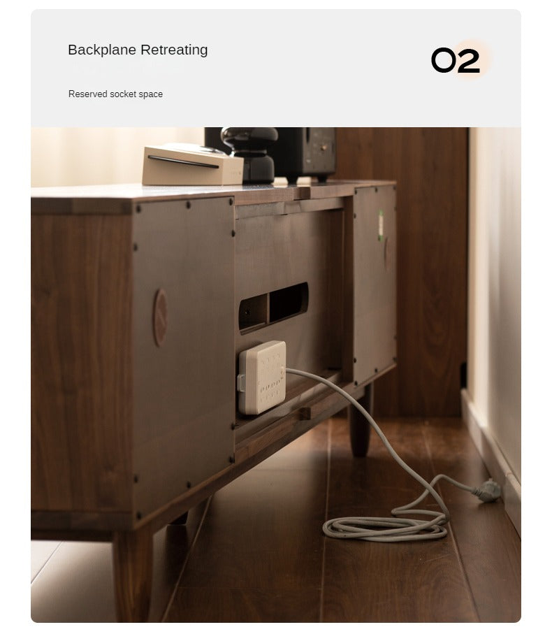 Black Walnut, Sandalwood, Ash Solid Wood Skeleton Line TV Cabinet.