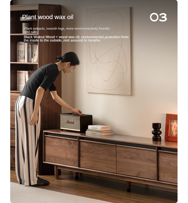 Black Walnut, Sandalwood, Ash Solid Wood Skeleton Line TV Cabinet.