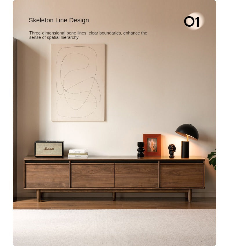 Black Walnut, Sandalwood, Ash Solid Wood Skeleton Line TV Cabinet.