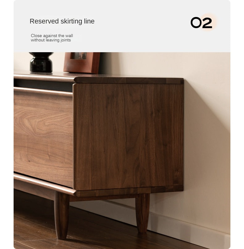 Black Walnut, Sandalwood, Ash Solid Wood Skeleton Line TV Cabinet.