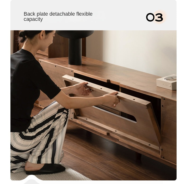 Black Walnut, Sandalwood, Ash Solid Wood Skeleton Line TV Cabinet.