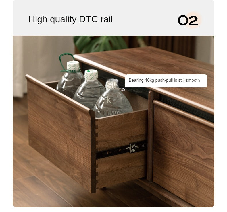 Black Walnut, Sandalwood, Ash Solid Wood Skeleton Line TV Cabinet.