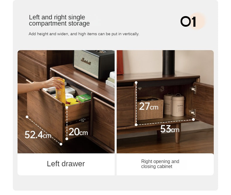 Black Walnut, Sandalwood, Ash Solid Wood Skeleton Line TV Cabinet.