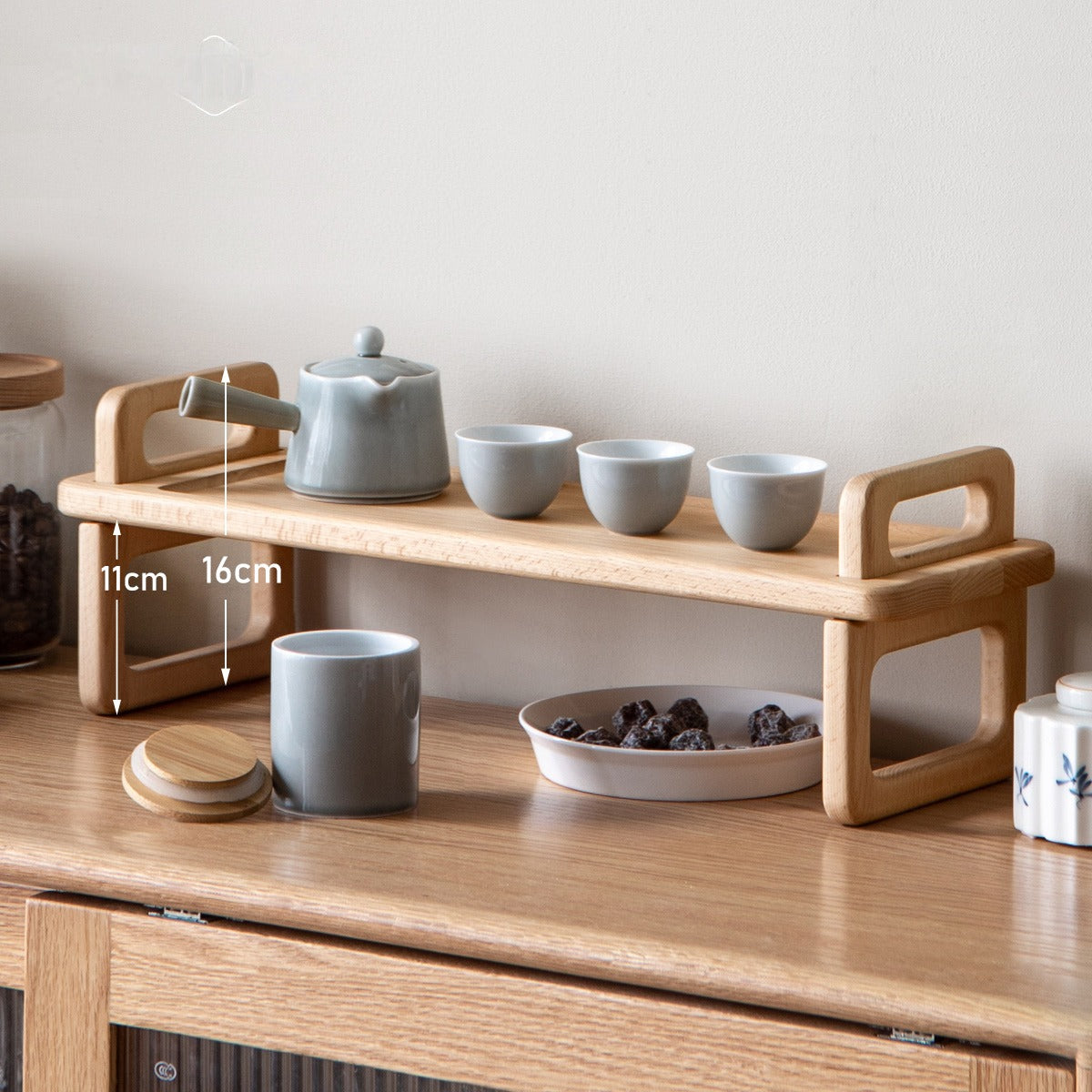 Beech, Acacia Solid Wood Shelf Desktop Storage Rack