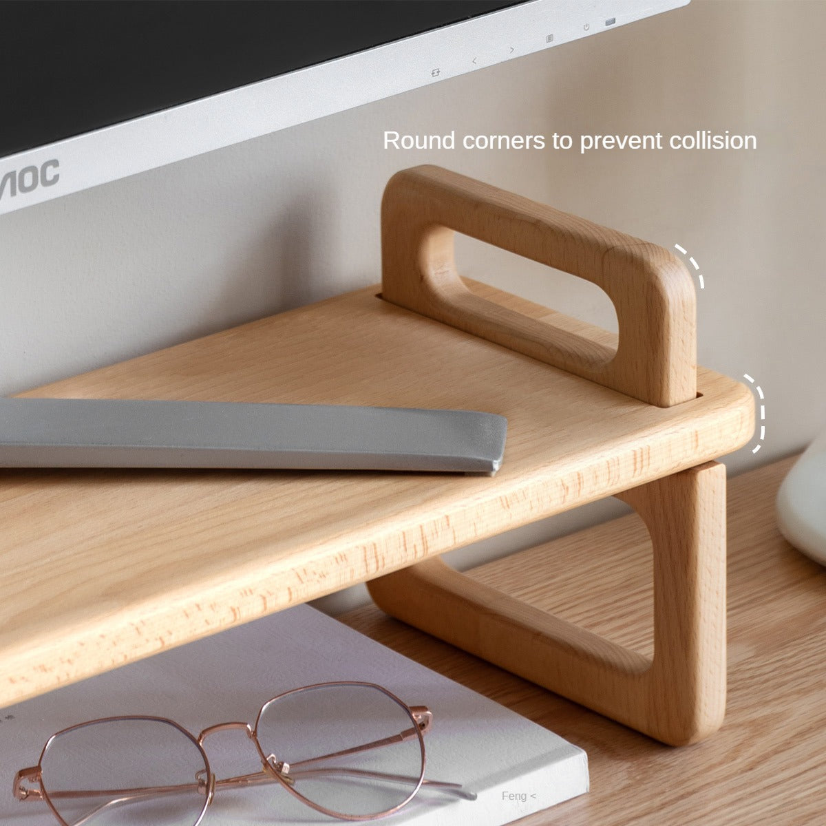 Beech, Acacia Solid Wood Shelf Desktop Storage Rack