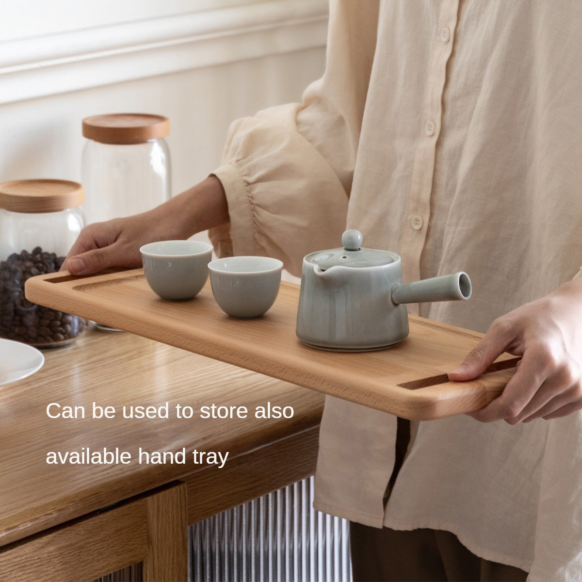Beech, Acacia Solid Wood Shelf Desktop Storage Rack