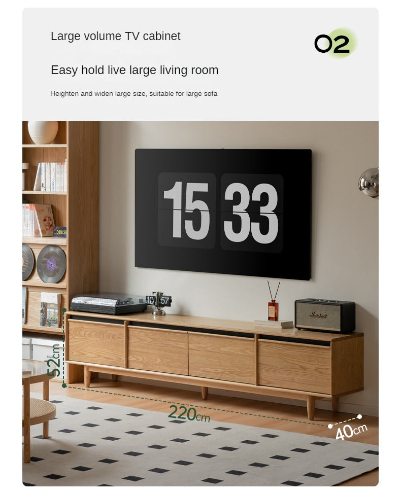 Ash Solid Wood Modern Storage Floor TV Cabinet.