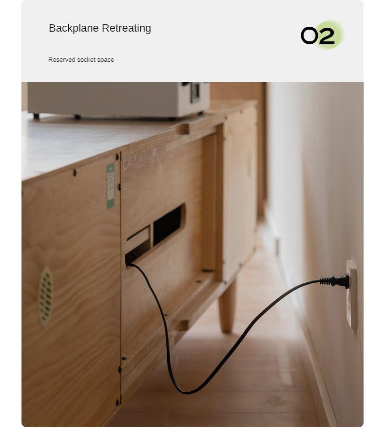 Ash Solid Wood Modern Storage Floor TV Cabinet.