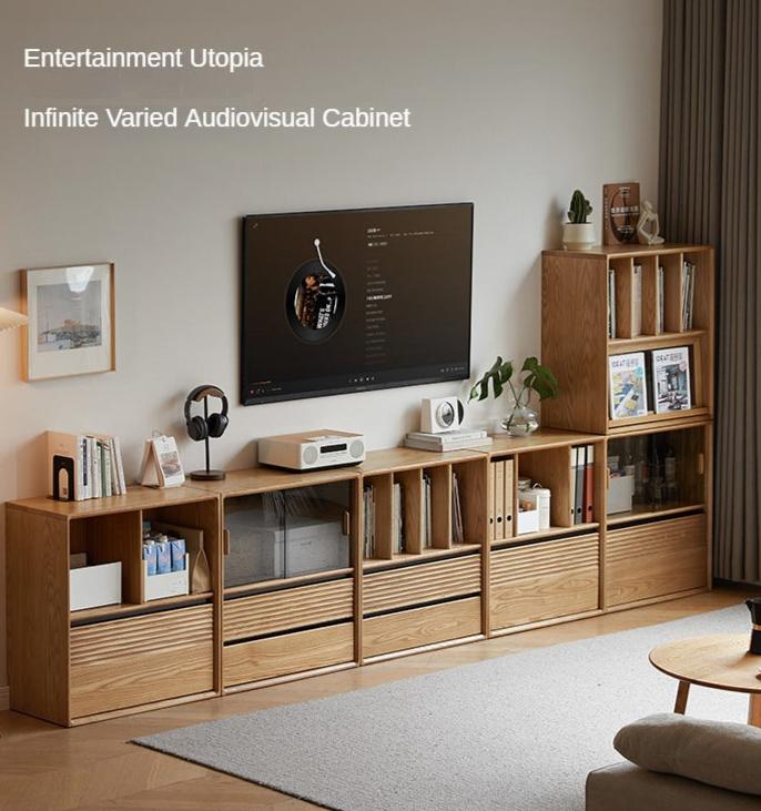 Ash Solid Wood Combination Module Bookcase.