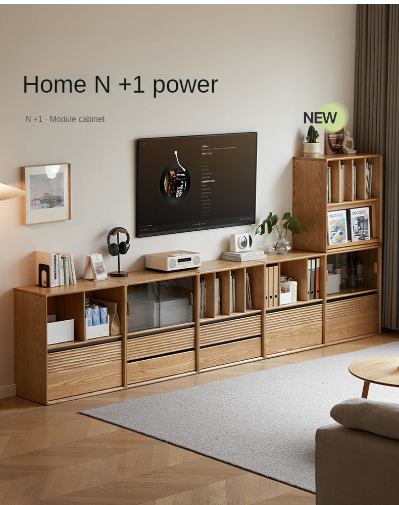Ash, White Ash, Oak Solid Wood Combination Module Bookcase))