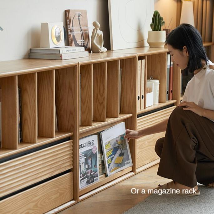 Ash, White Ash, Oak Solid Wood Combination Module Bookcase))
