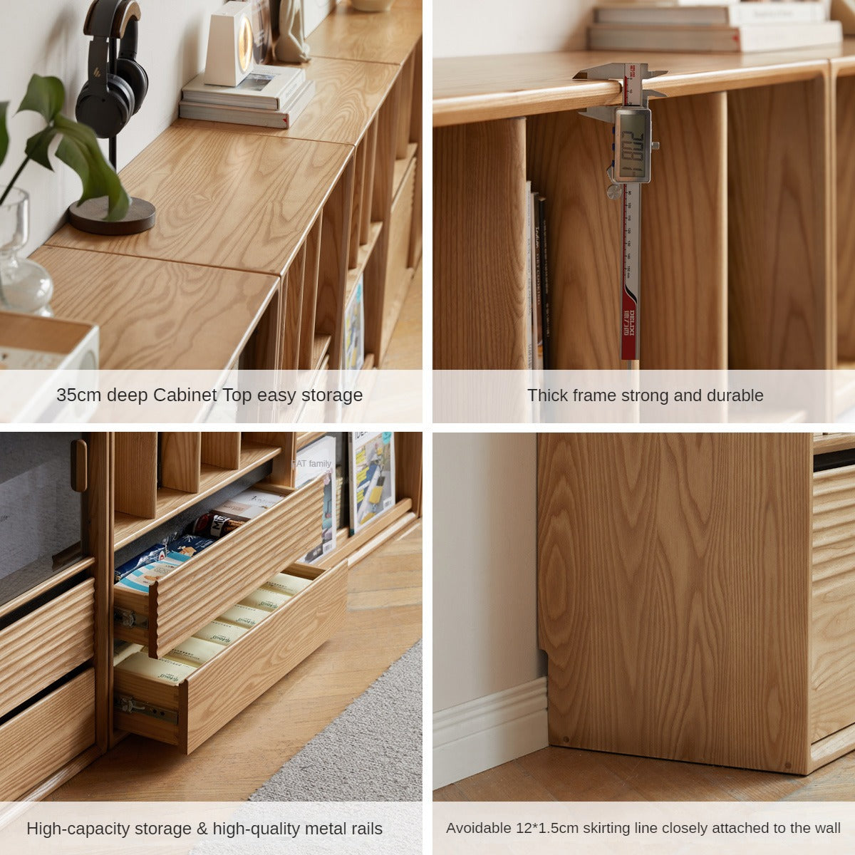 Ash Solid Wood Combination Module Bookcase.