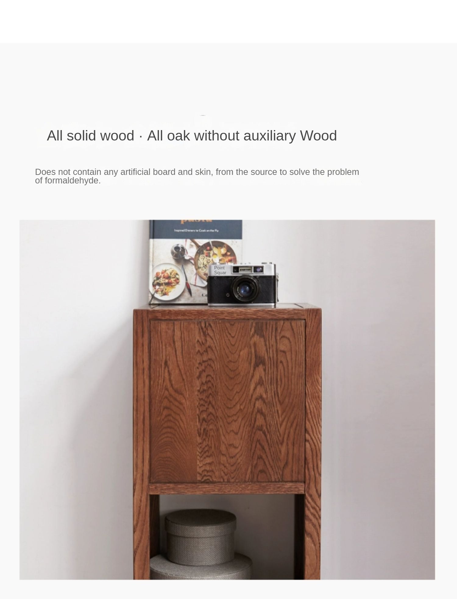 Oak, Ash Solid Wood Bookshelf Narrow Cabinet
