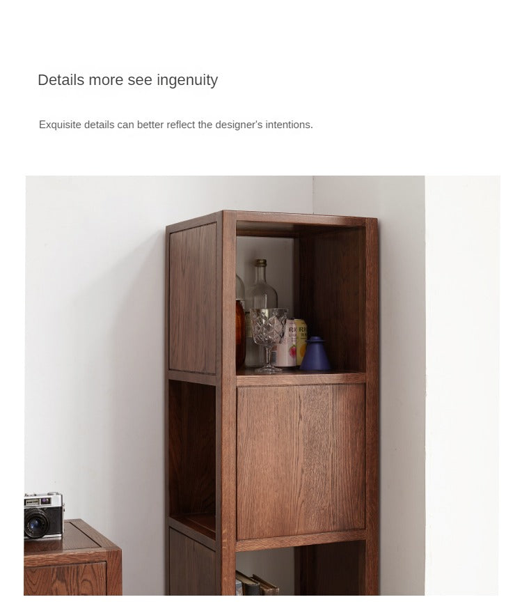 Oak, Ash Solid Wood Bookshelf Narrow Cabinet