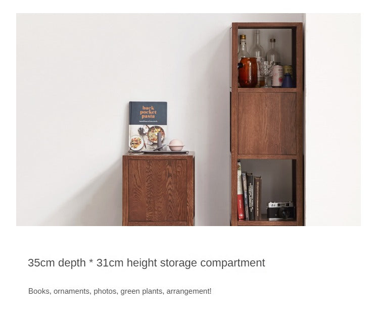 Oak, Ash Solid Wood Bookshelf Narrow Cabinet
