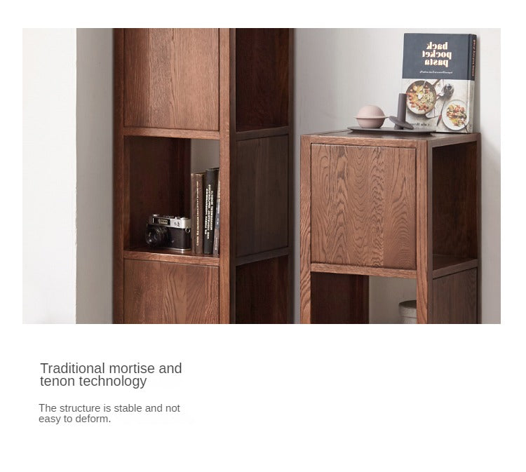Oak, Ash Solid Wood Bookshelf Narrow Cabinet