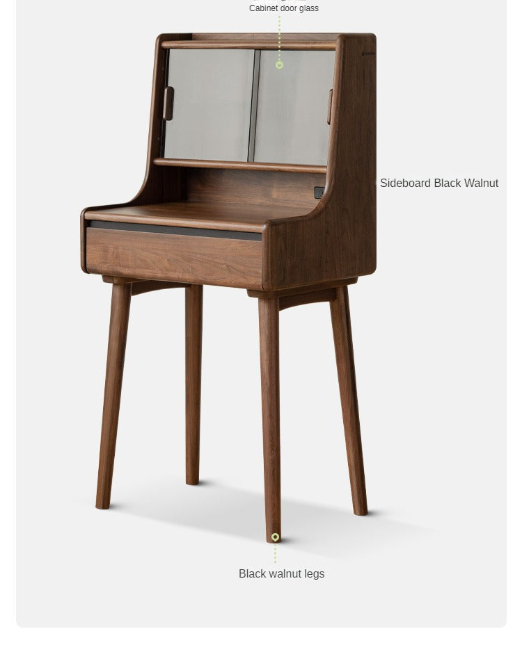 Black Walnut, Sandalwood Solid Wood Lighted Dressing Table.