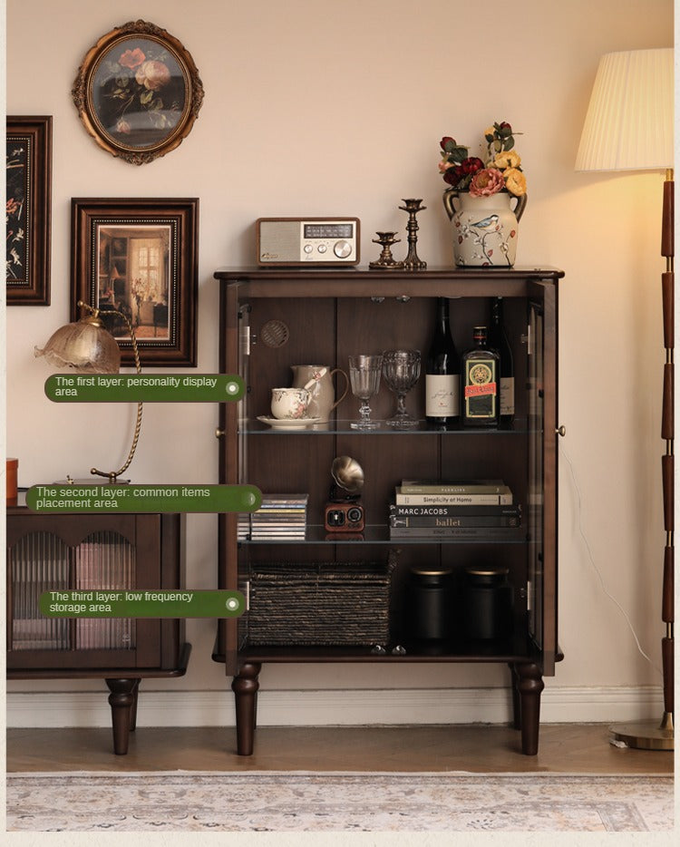 Poplar Solid Wood American Retro Side Cabinet.