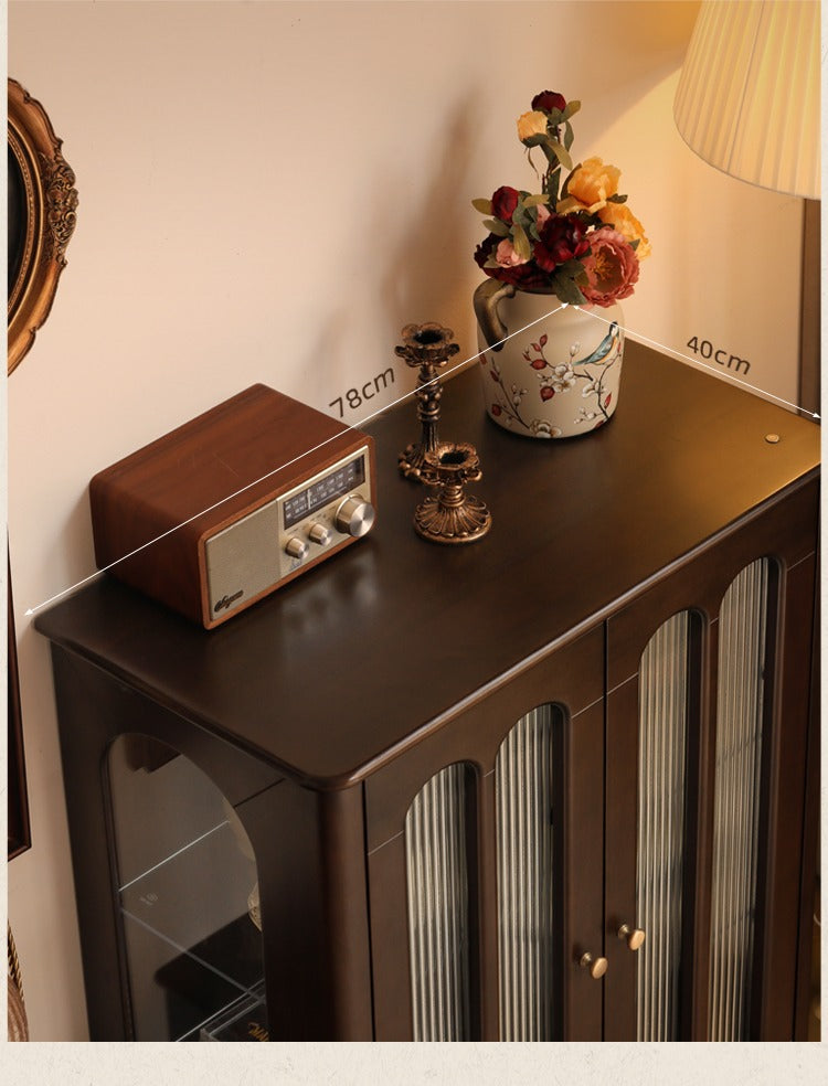 Poplar Solid Wood American Retro Side Cabinet.