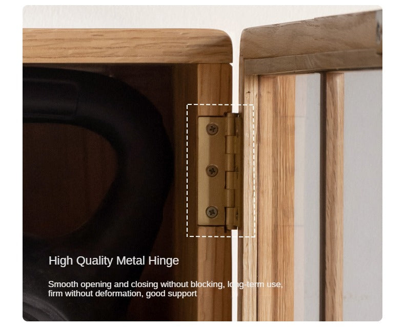 Oak, Rubberwood Solid Wood Glass Storage Bookcase